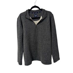 GAP SWEATER PULLOVER 1/4 ZIP MENS M CASUAL CLASSIC GRAY COMFORT KNIT COLLARED